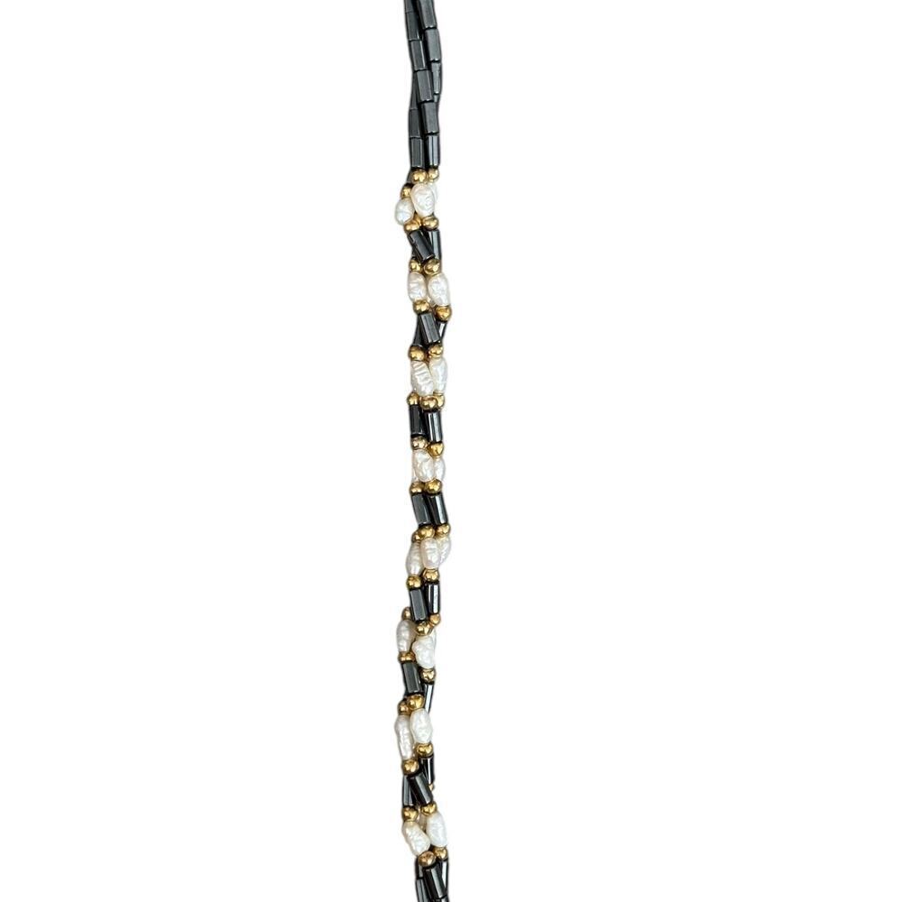 Vintage Genuine Borogue Pearl & Hematite 30" Necklace - Picture 2 of 5